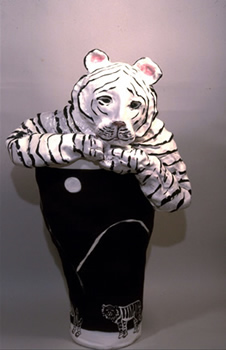 Worried Tiger Canopic Jar